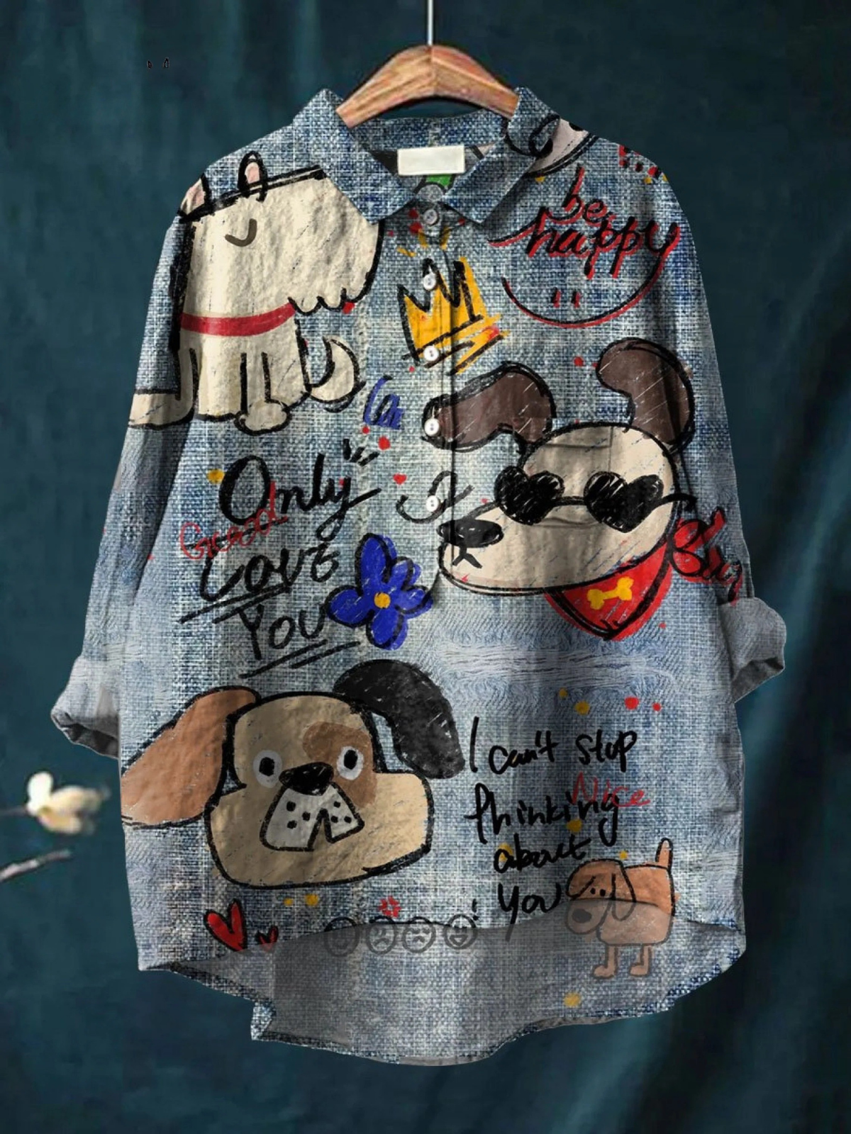 Millie | Sødt hundekunsttryk afslappet skjorte