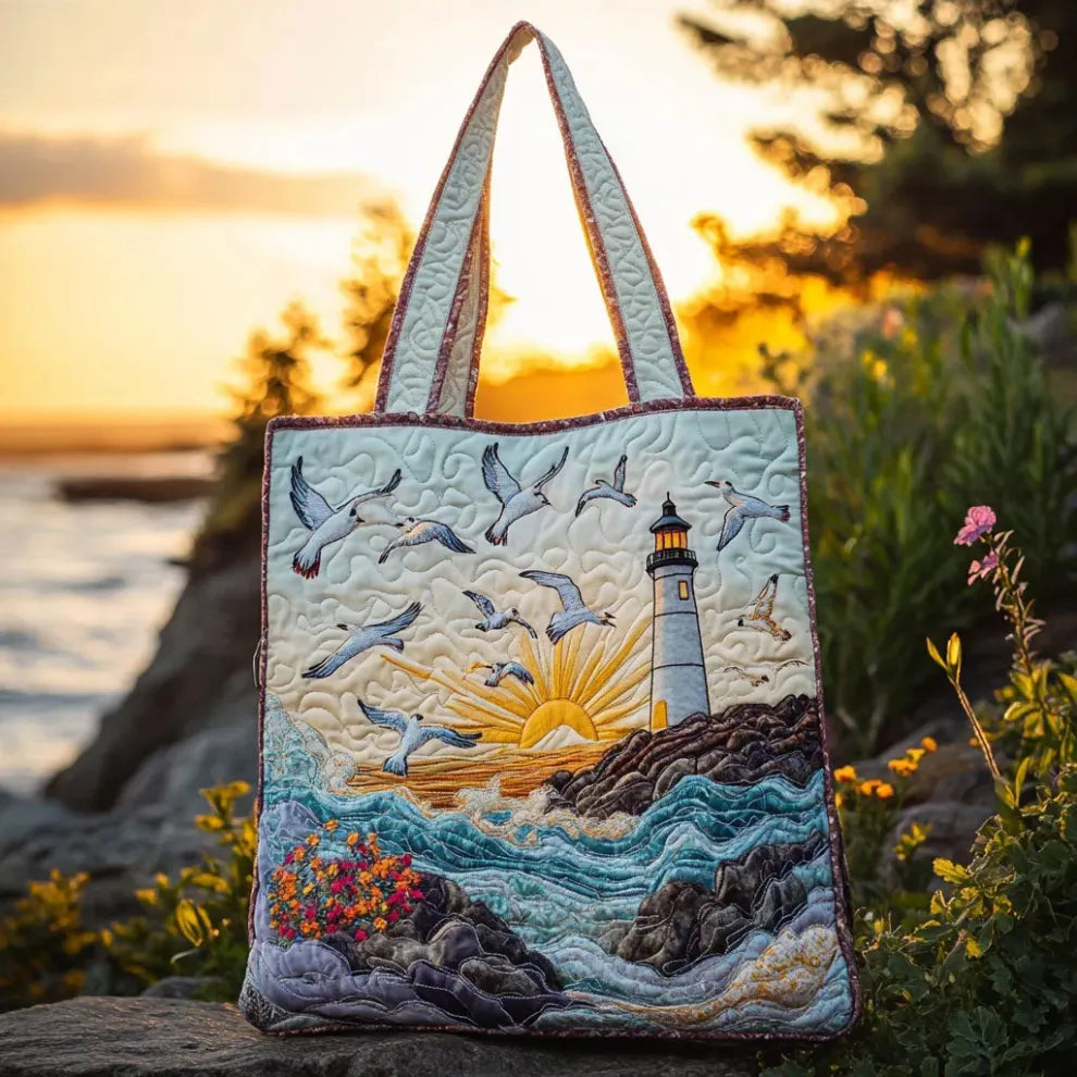 Seaside Light | Håndlavet quiltet taske