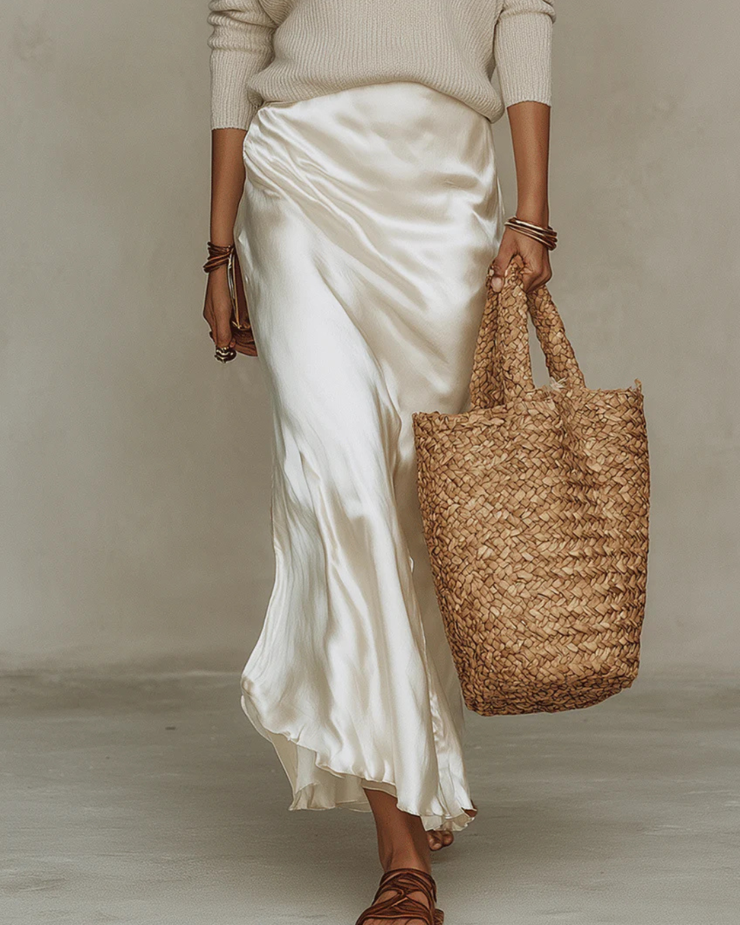Elena | Vestido Midi de Cetim com Suéter Incluso