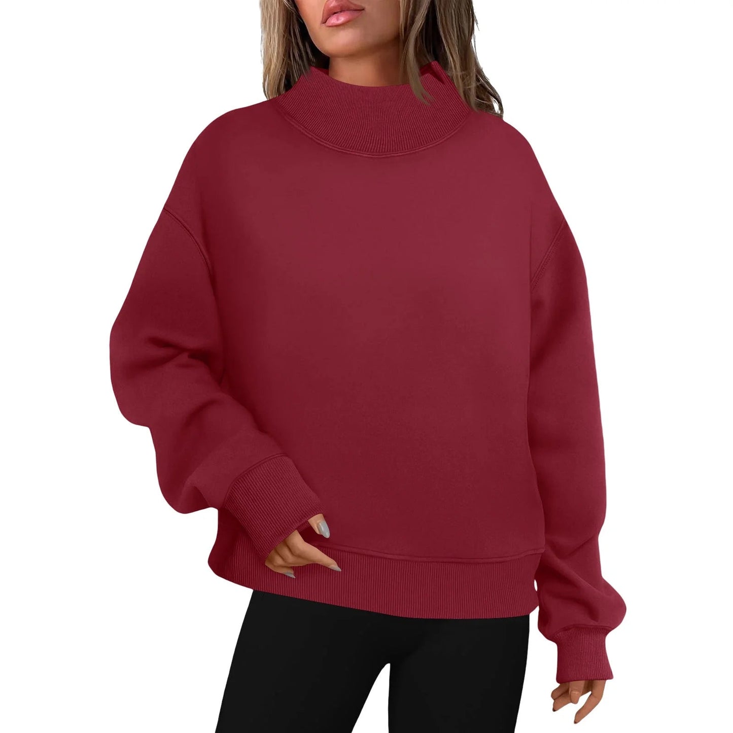 LESLY™ - Women's Oversized Turtleneck Sweatshirt Long Sleeve Pullover