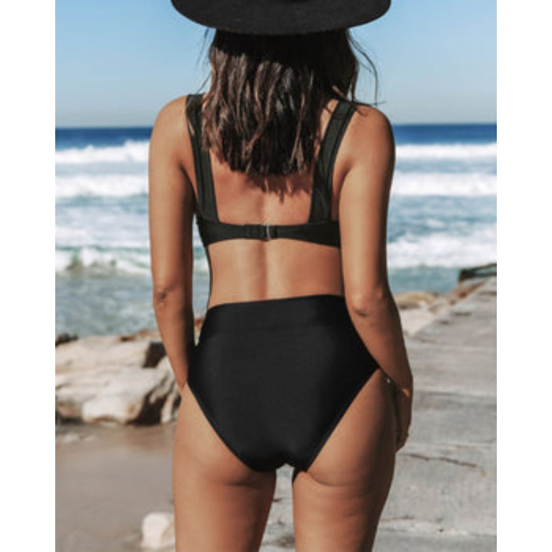 Hilde | High-Waisted Solid Color Swimsuit
