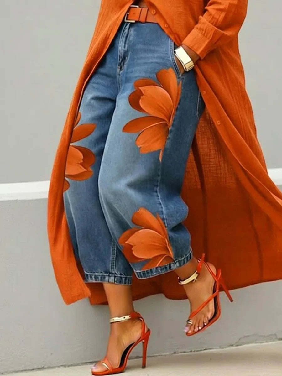 Analie - Elegant blomstrede jeans