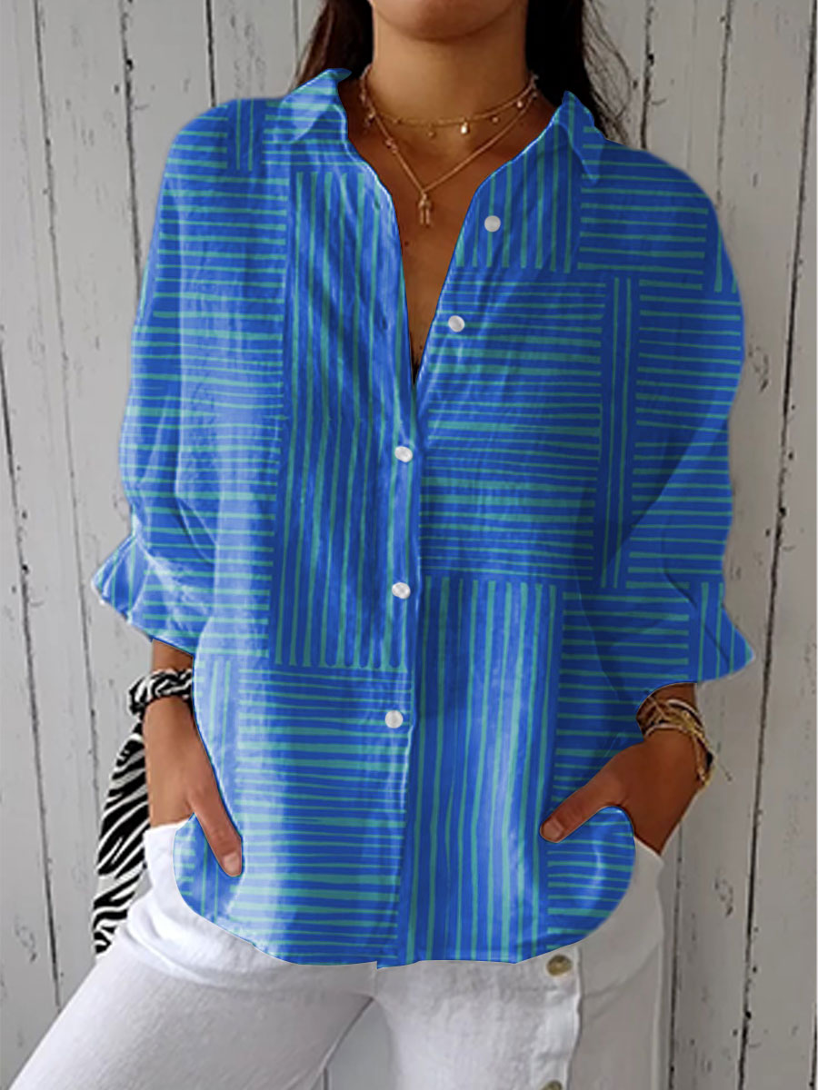 Feline | Azure Stripe Bluse
