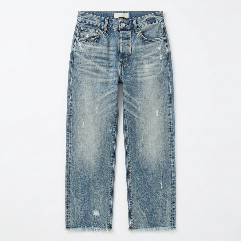 Jimena | Retro frynset cropped jeans med lige ben