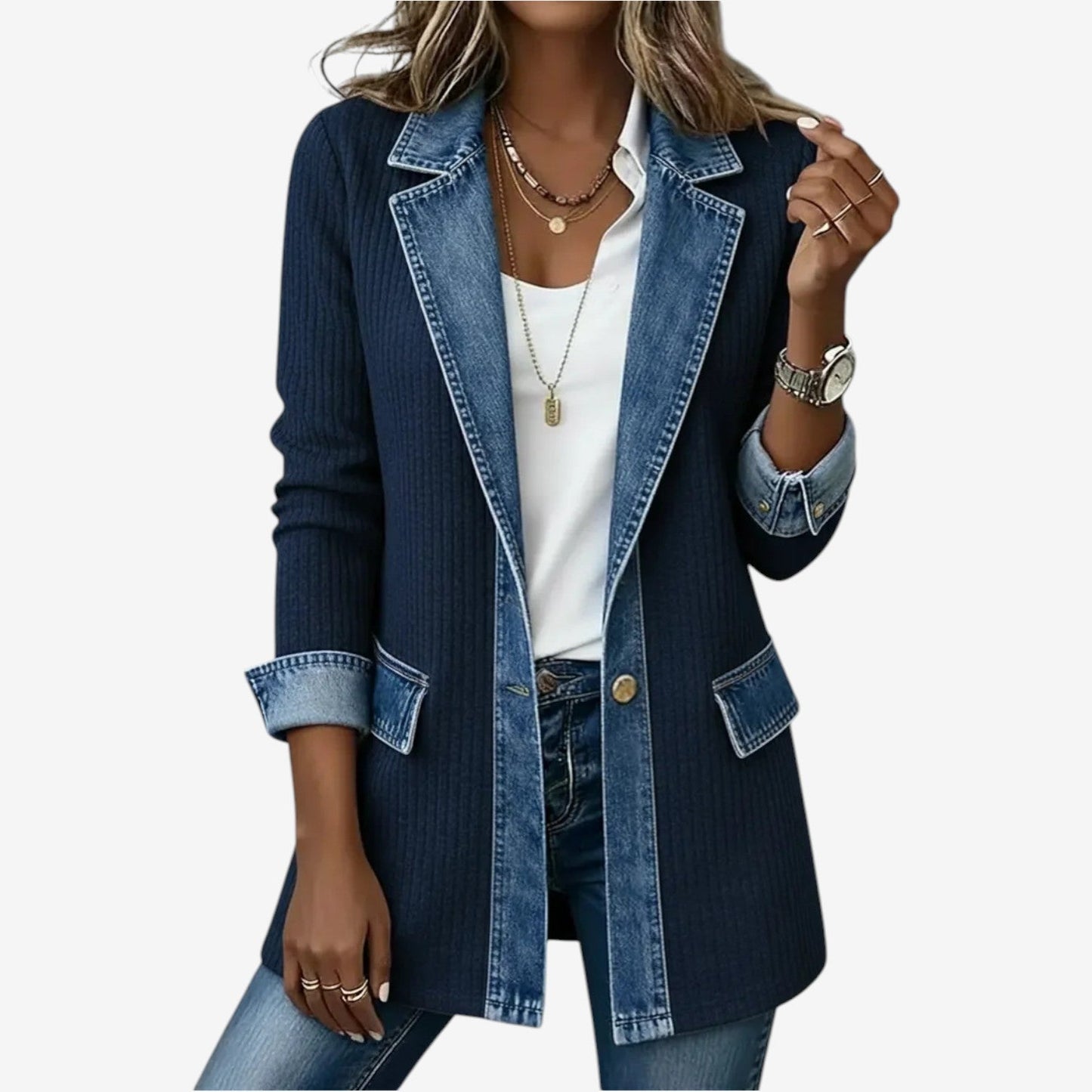 Emilia | Blazer em denim misto