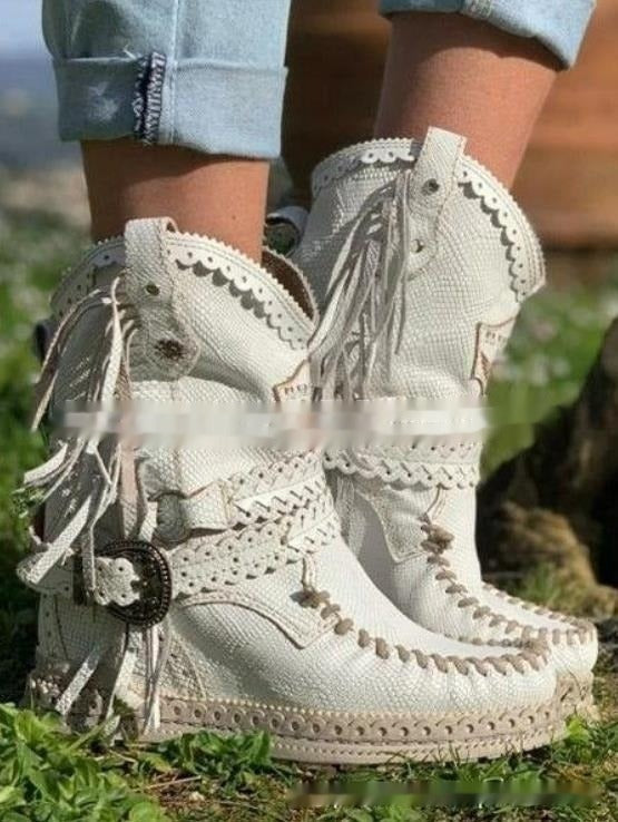 Boho westernstøvler med frynser