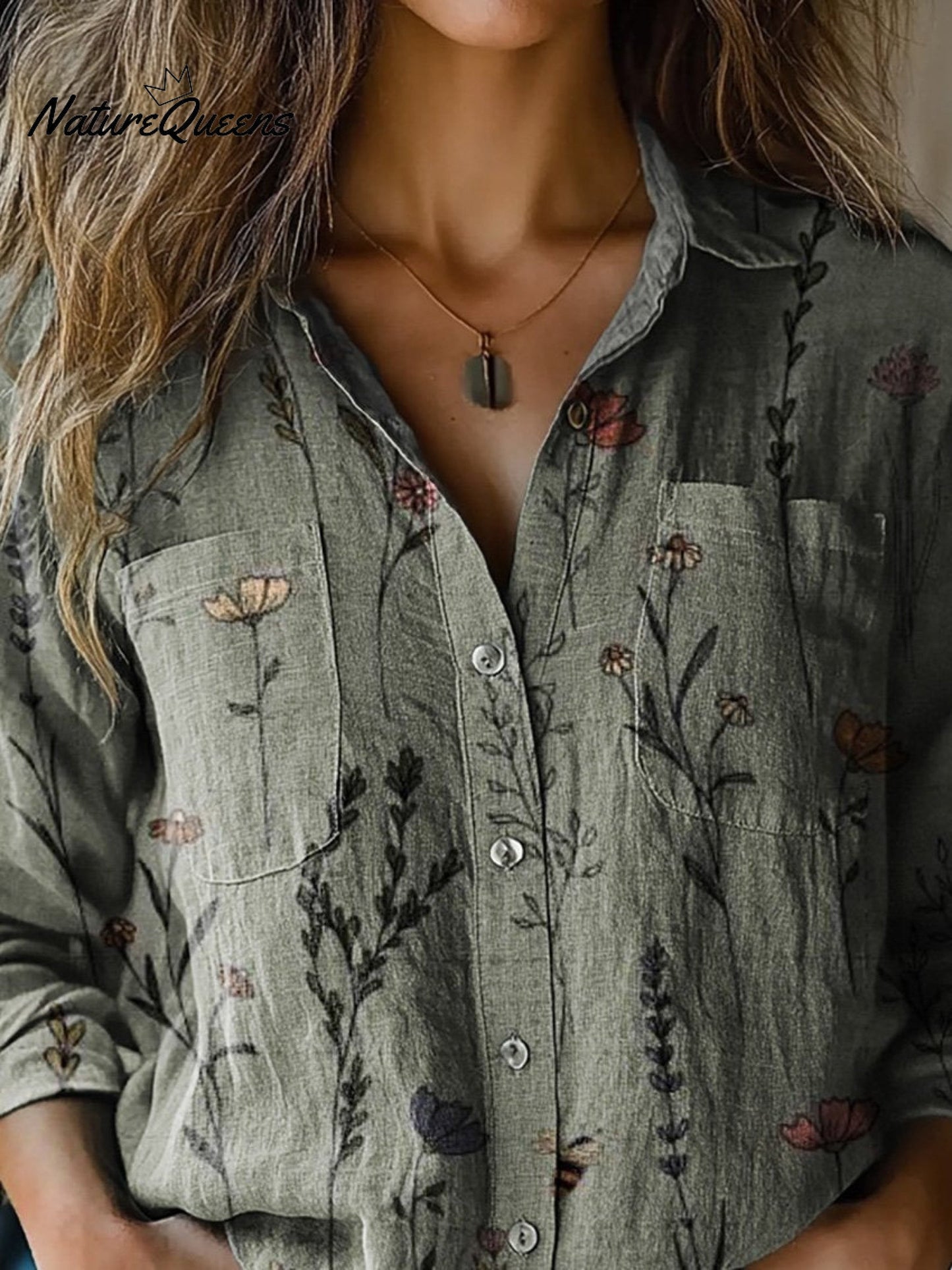 Sharon | Vintage Style Spring Floral Pattern Printed Women's Casual Long Sleeve Comfortable Cotton Shirt