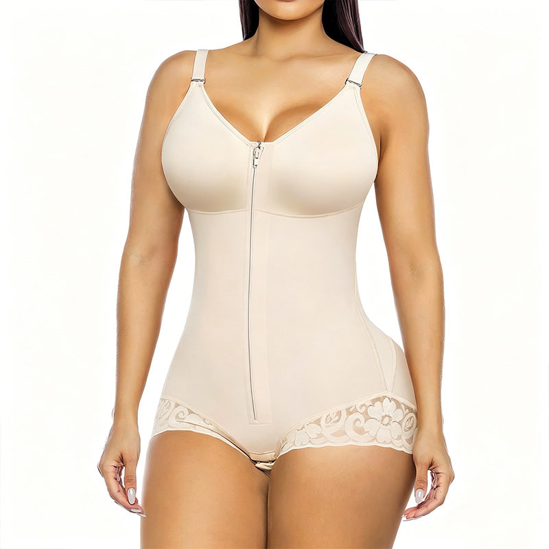 Dame mavekontrol shapewear bodysuit med lynlås