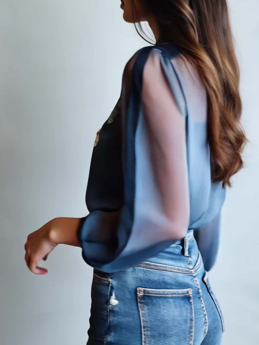 Blomstret boheme chic bluse til kvinder