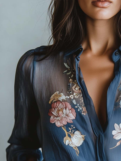 Blomstret boheme chic bluse til kvinder