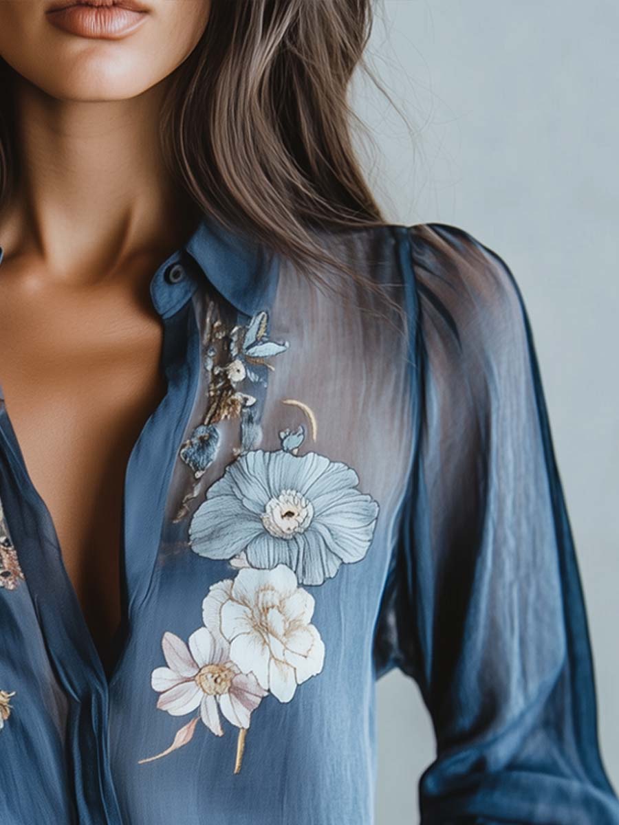 Blomstret boheme chic bluse til kvinder