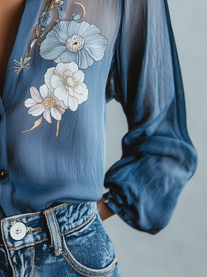 Blomstret boheme chic bluse til kvinder