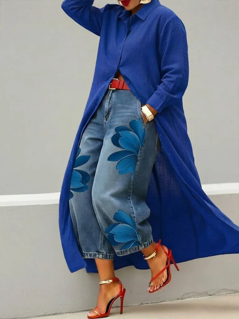 Analie - Elegant blomstrede jeans