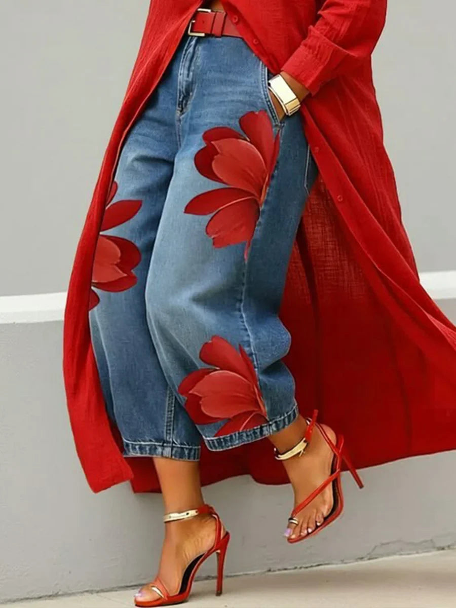 Analie - Elegant blomstrede jeans