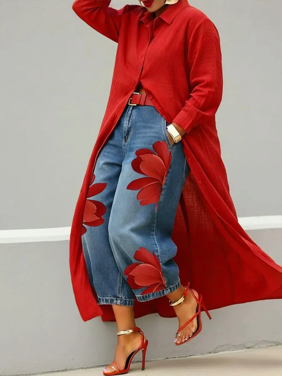 Analie - Elegant blomstrede jeans