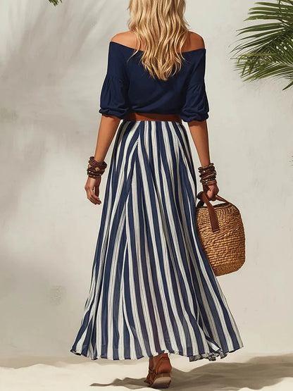 The Off-Shoulder 3/4 Sleeve Top & High-Waist Skirt Set