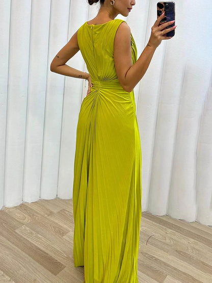 LILY | LONG PLEATED EVENING GOWN