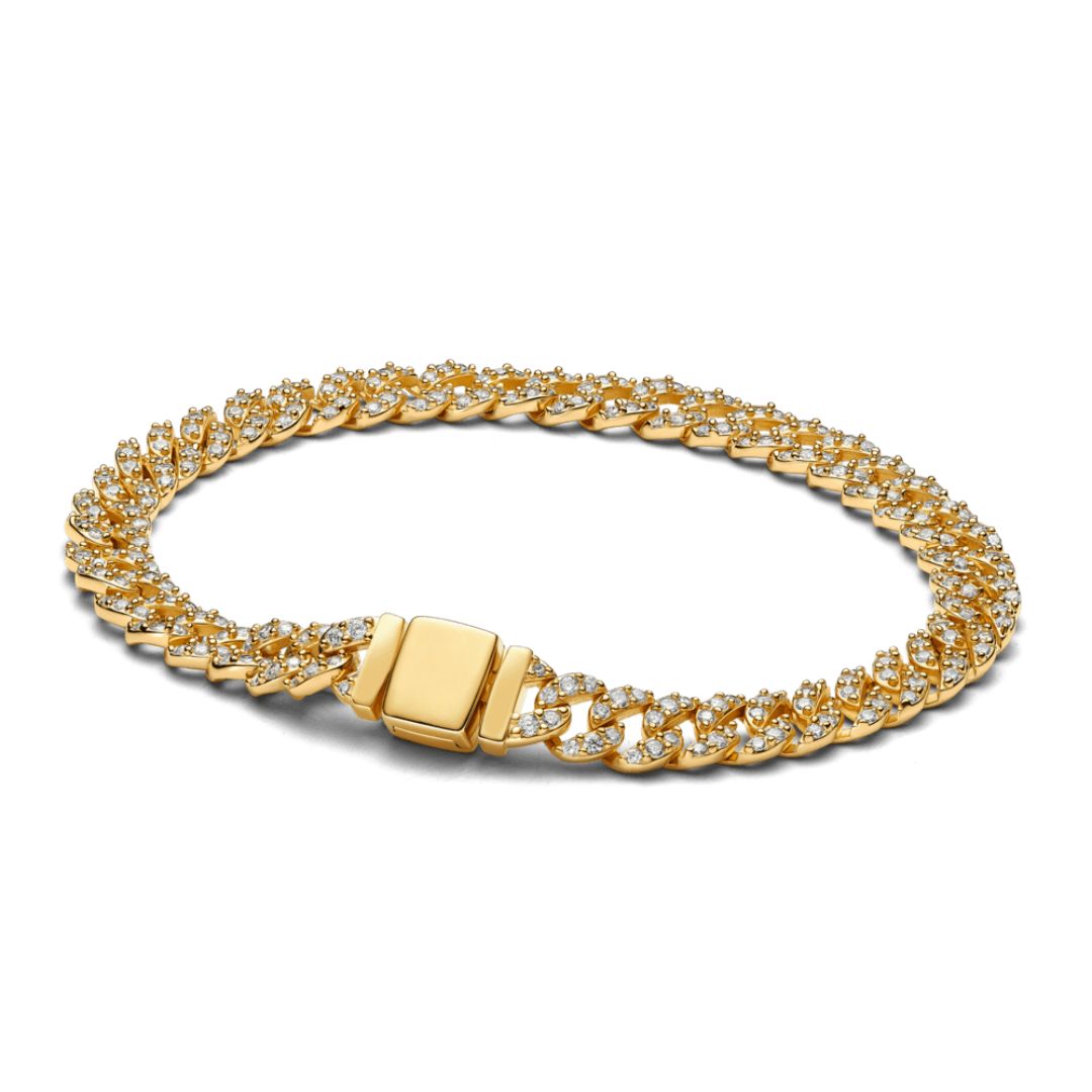 Shannelise | Pulseira Cubana Rosa em Ouro 18k