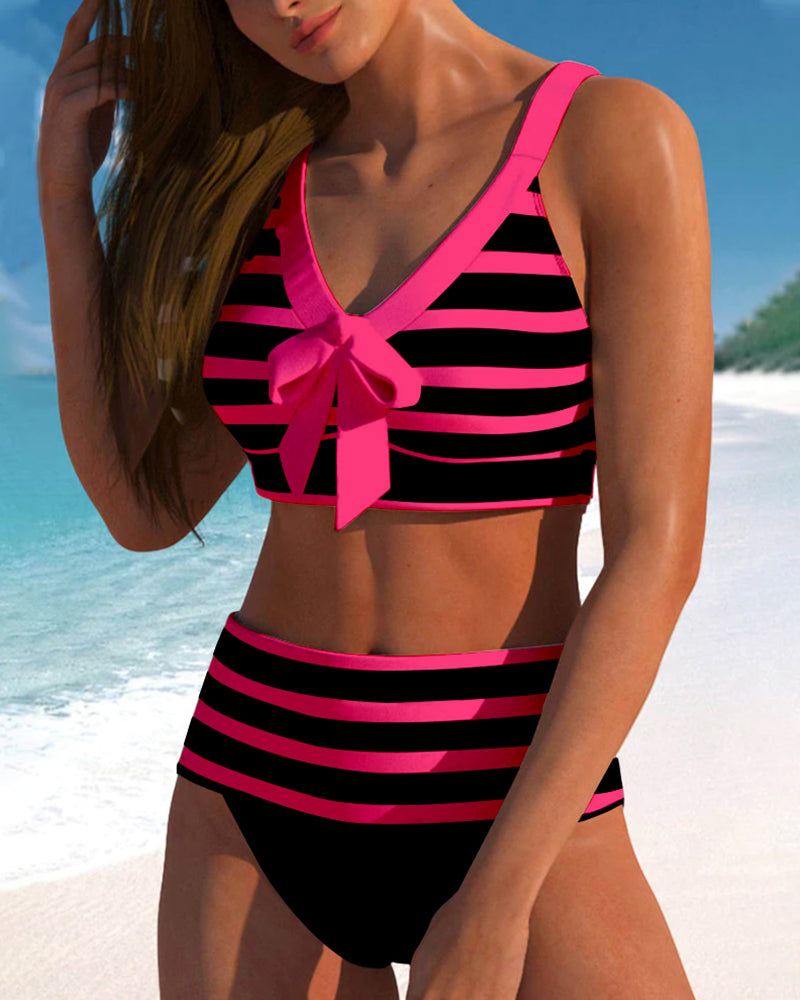 Laluna | High-Waisted Striped Bikini