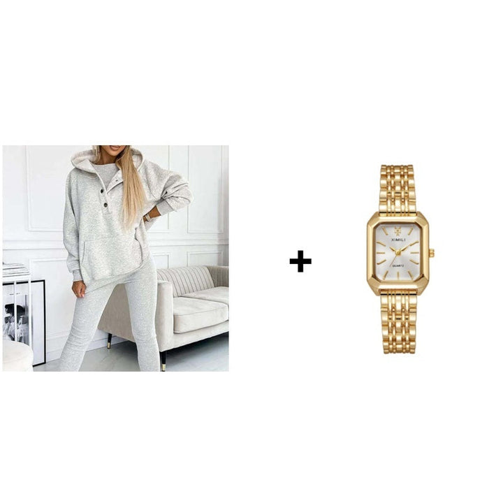 Conjunto Casual e Confortável com Moletom com Capuz (3 Peças)
