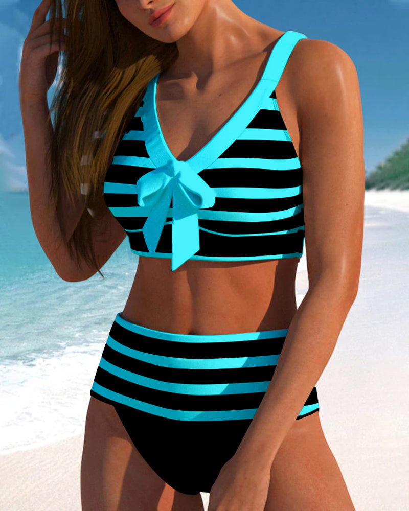 Laluna | High-Waisted Striped Bikini