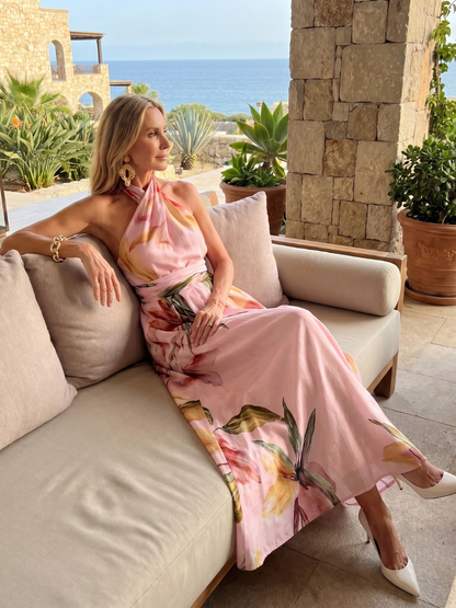 Hester | Soft Halter Flowing Skirt Maxi Dress