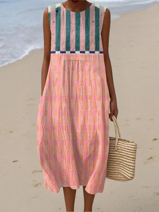 Fern | Striped Pastel Midi Dress