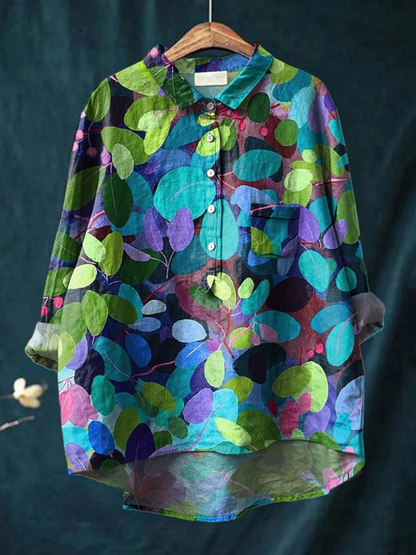 Grace | Camisa Casual Feminina com Estampa de Arte Floresta de Verão
