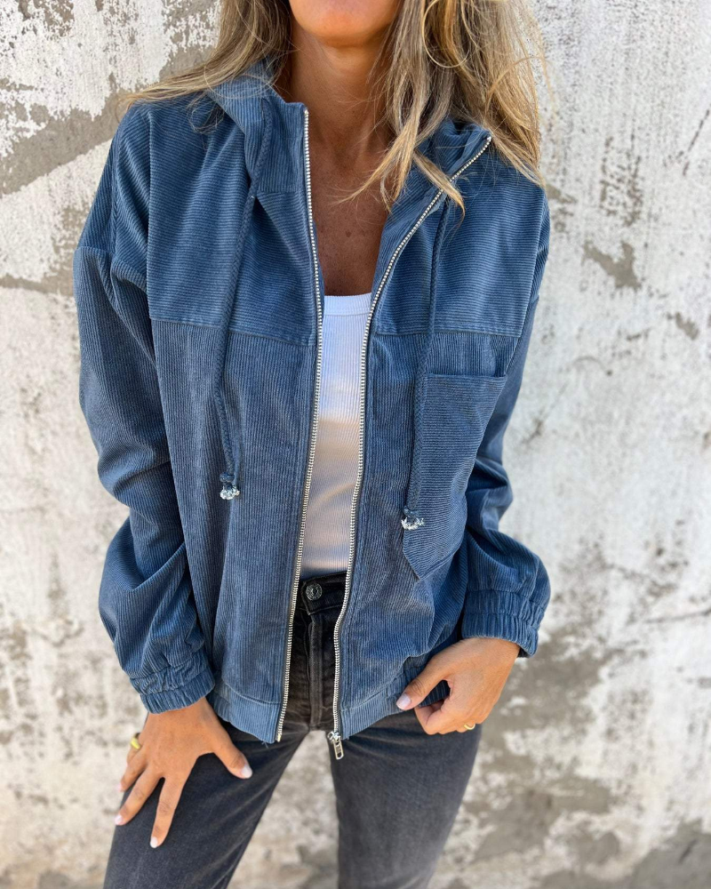 Ella™ | Cord Hooded Jacket with Zipper