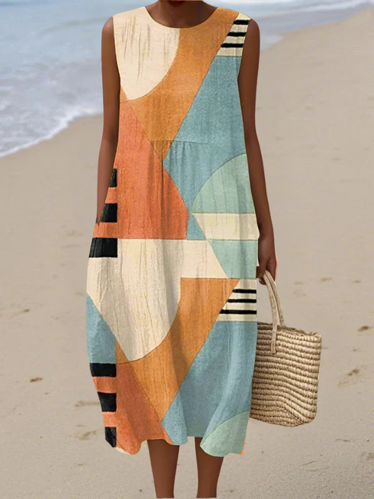 Sage | Geometric Midi Dress