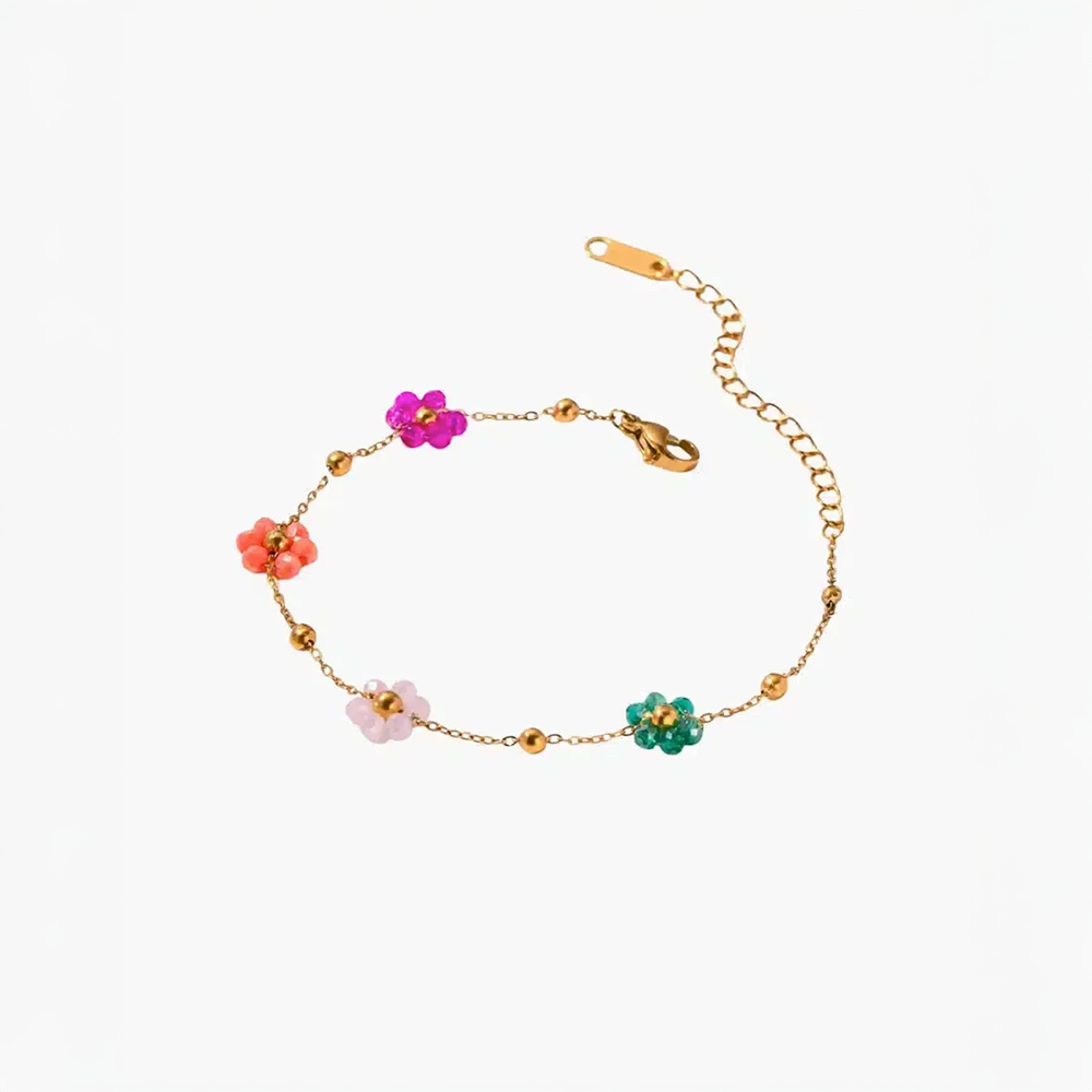 Floréna | Pulseira com Pingentes de Flores Artesanais