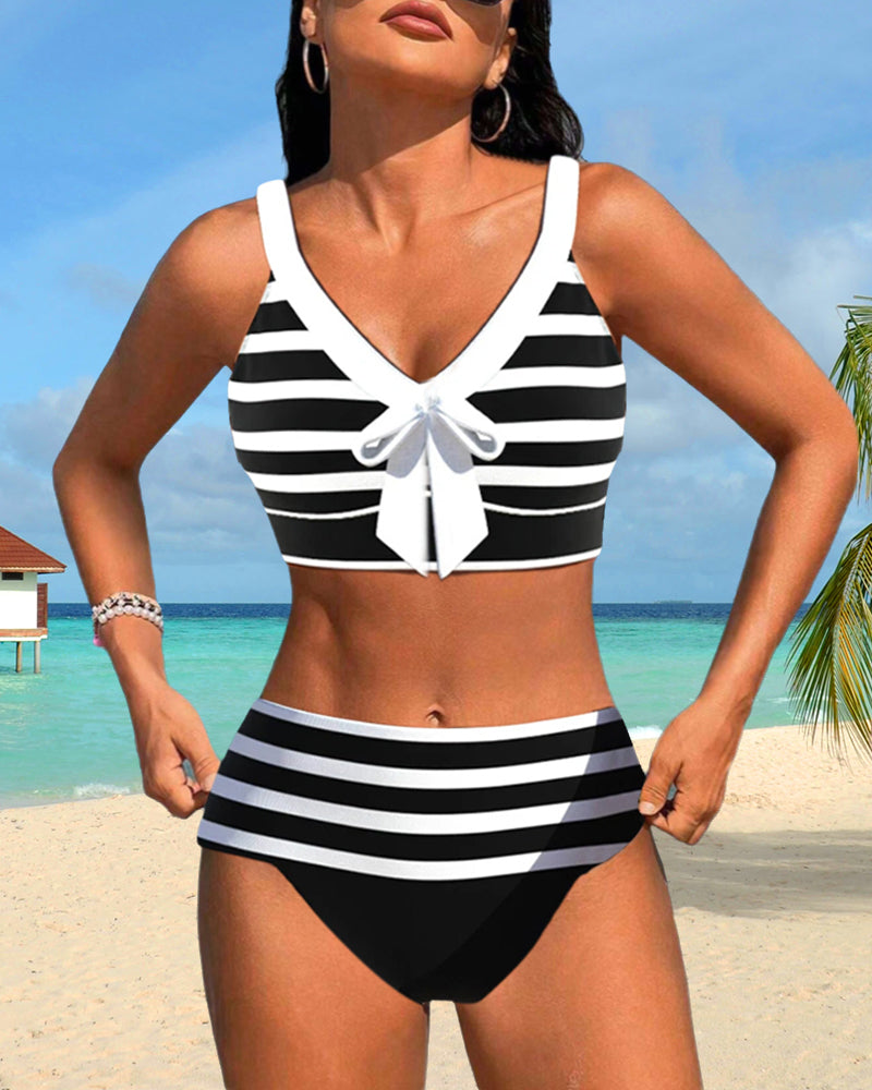 Laluna | High-Waisted Striped Bikini