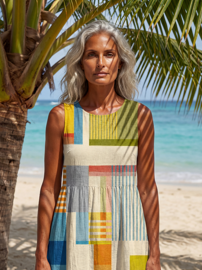 Esme | Malet Block Midi-kjole