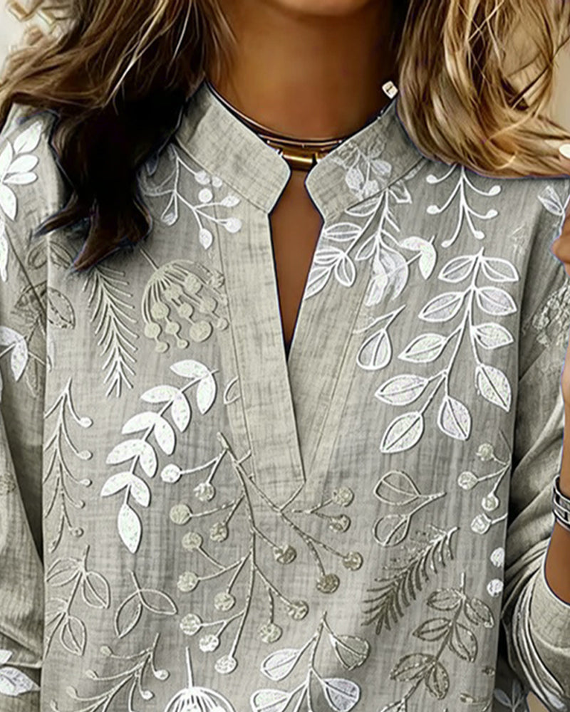 Brielle | Blød Bluse med Blomsterprint og V-udskæring