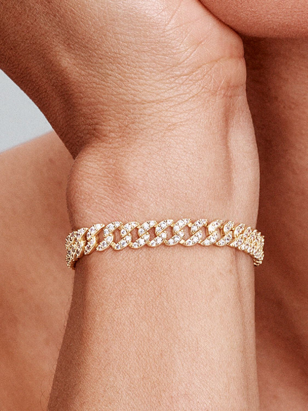 Shannelise | Pulseira Cubana Rosa em Ouro 18k