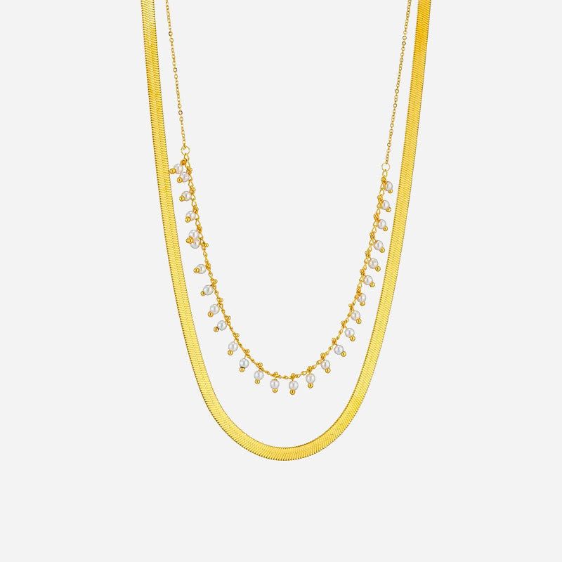Marizanne | Conjunto de Colar Gargantilha de Cobra Luxo e Joias com Pérolas em Ouro 18K
