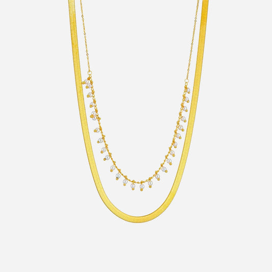 Marizanne | Conjunto de joyería de serpiente de lujo y perlas con choker en oro 18K