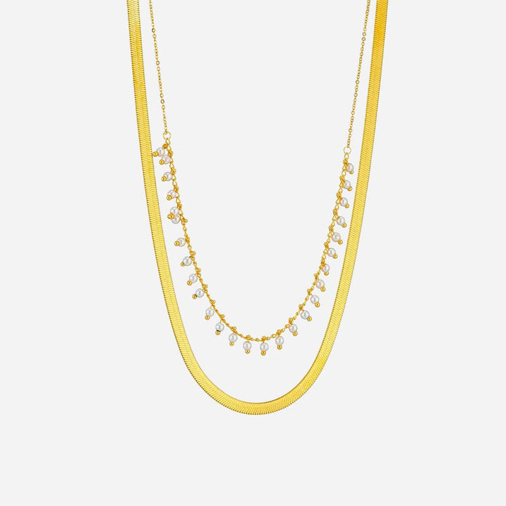 Marizanne | Conjunto de Colar Gargantilha de Cobra Luxo e Joias com Pérolas em Ouro 18K