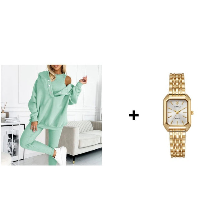 Conjunto Casual e Confortável com Moletom com Capuz (3 Peças)