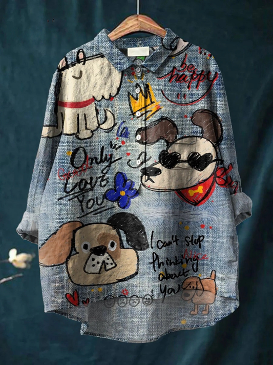 Millie | Camisa Casual com Estampa de Cachorro Fofo
