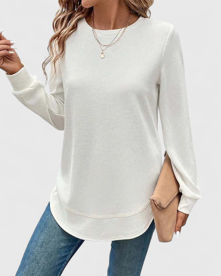 Nadyalyn | Elegant O-hals med lange ærmer
