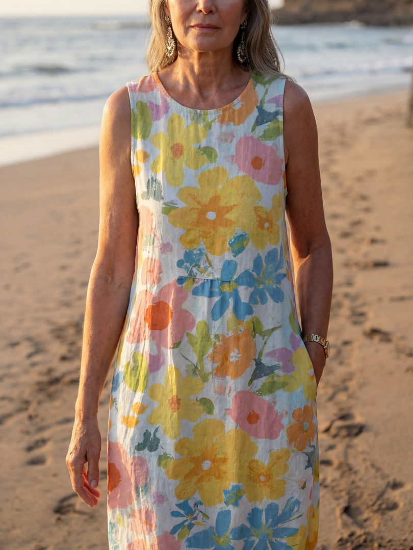 Talia | Coastal Texture Midi-kjole