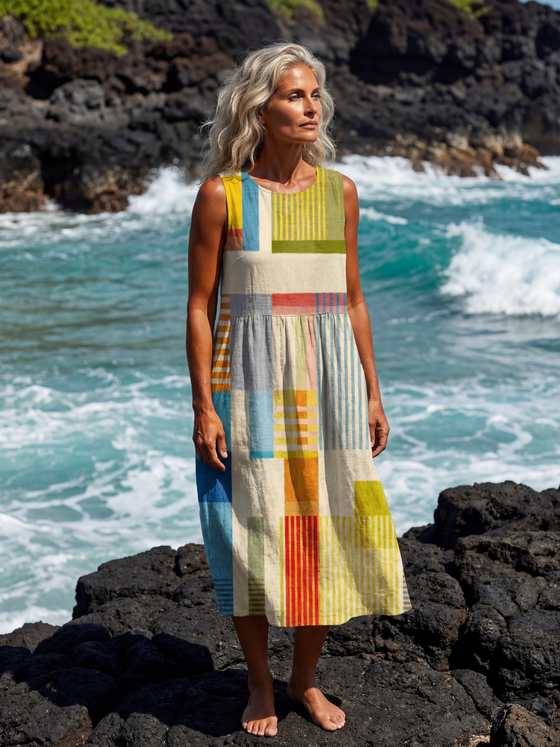 Esme | Malet Block Midi-kjole