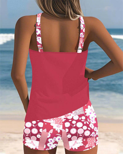 Colette | Badeanzug-Tanktop mit bedrucktem Boxer-Set