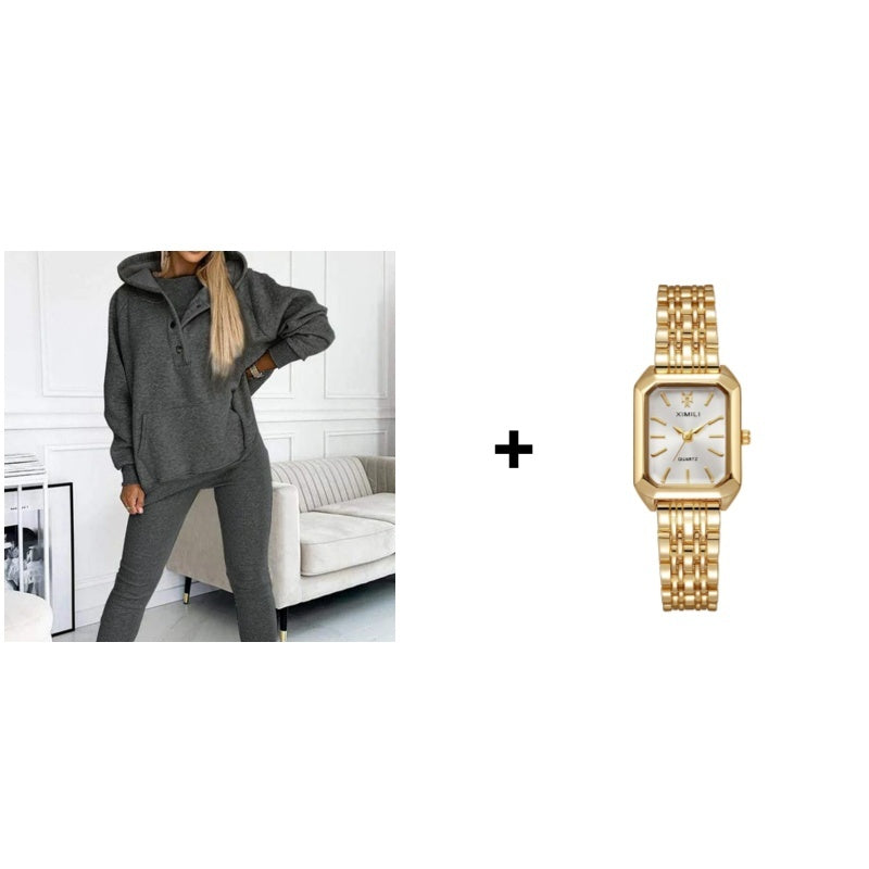 Hooded Casual and Comfortable Sweatshirt Suit (3 Pieces)