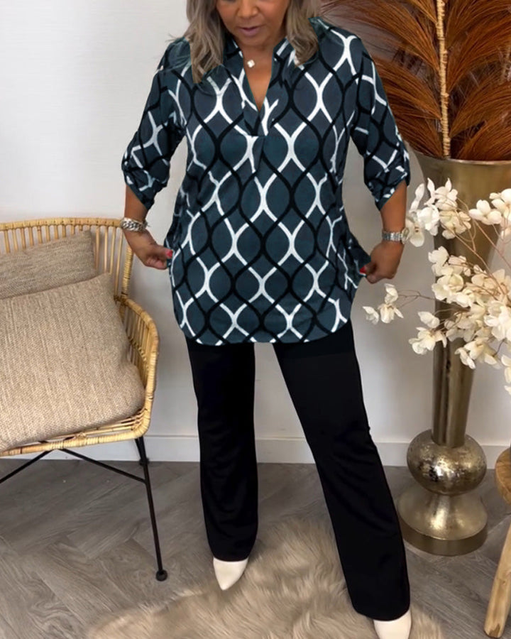 Janny™ | Blusa Casual com Mangas Longas e Estampa Elegante