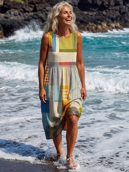 Esme | Malet Block Midi-kjole