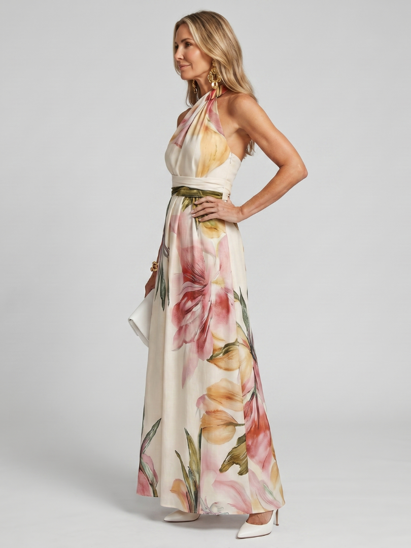 Hester | Soft Halter Flowing Skirt Maxi Dress
