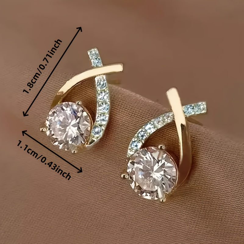 Leni - Gold Cross Earrings with Zirconia