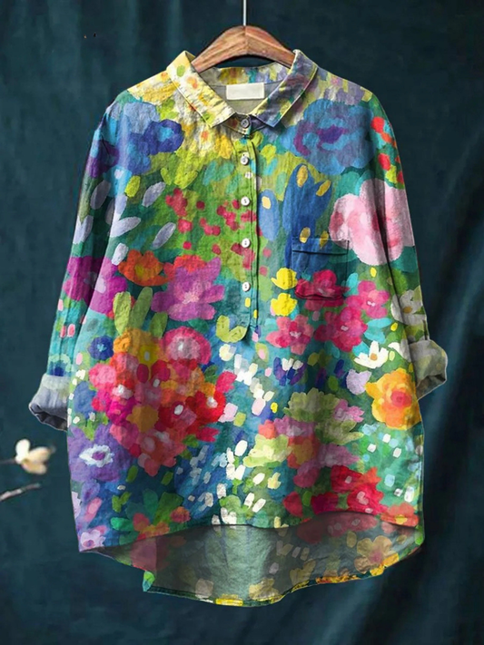 Rebecca | Camisa Casual Feminina Vintage com Estampa Floral Encantadora